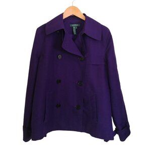 Lauren Ralph Lauren Double Breasted Short Trench Coat Dark Purple Size M